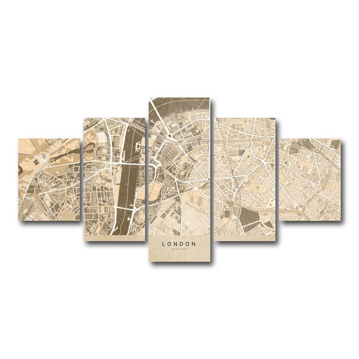 AUTO-MOCKUP WHITE | London Map 3 | 5 Piece | Gallery Wrap Canvas | group=5_short