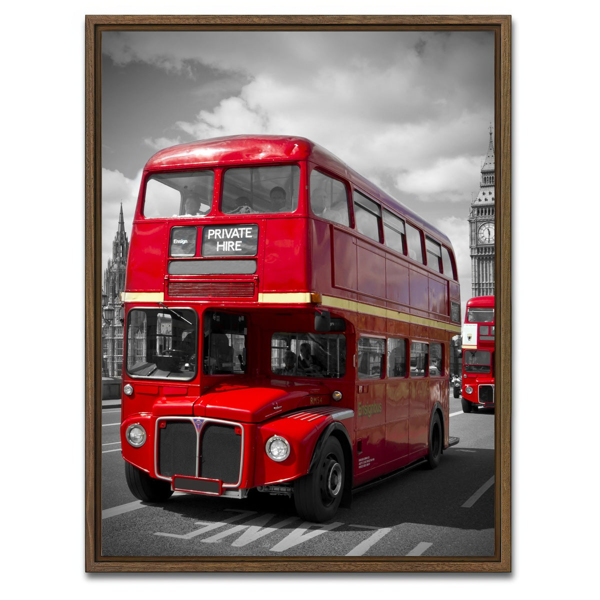 AUTO-MOCKUP WHITE | London Red Buses on Westminster Bridge | 1 Piece | Walnut Framed Canvas | group=3x4