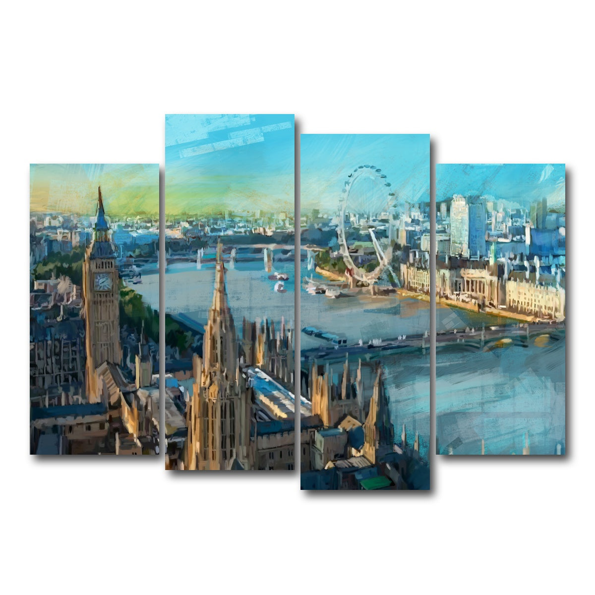 AUTO-MOCKUP WHITE | London Skyline | 4 Piece | Gallery Wrap Canvas | group=4_normal
