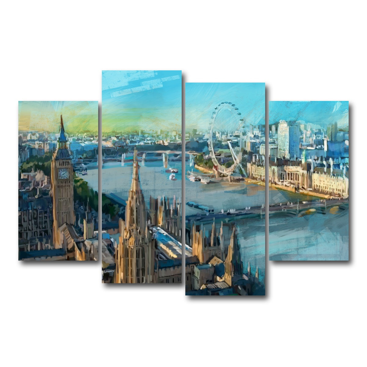 AUTO-MOCKUP WHITE | London Skyline | 4 Piece | Gallery Wrap Canvas | group=4_short