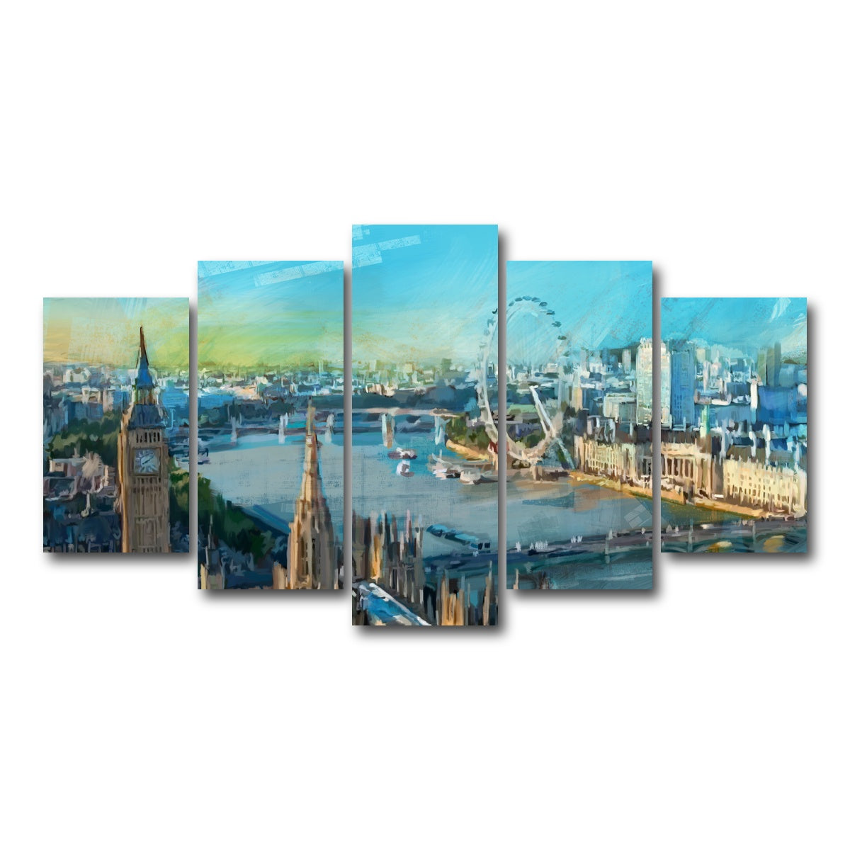 AUTO-MOCKUP WHITE | London Skyline | 5 Piece | Gallery Wrap Canvas | group=5_normal
