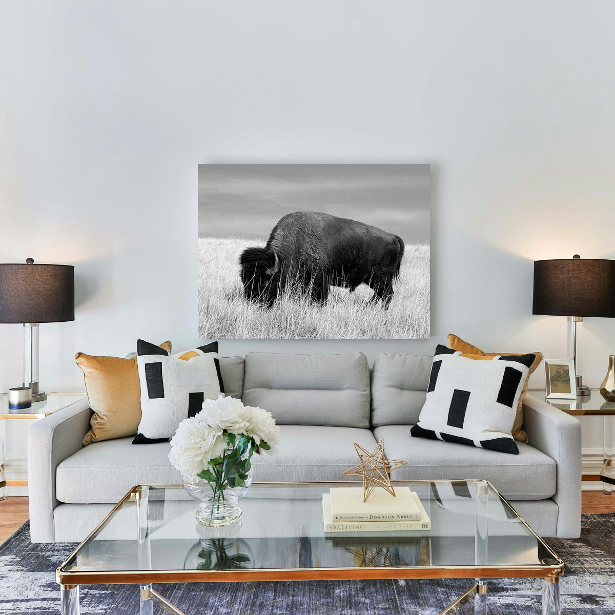 Lone Buffalo Grayscale Wall Art