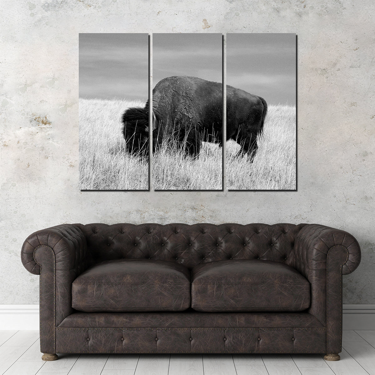 Lone Buffalo Grayscale Wall Art