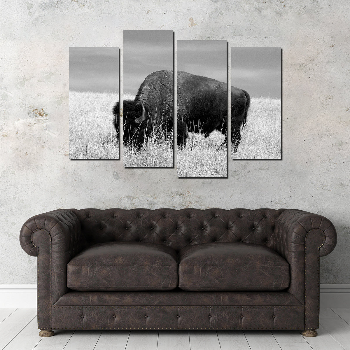 Lone Buffalo Grayscale Wall Art