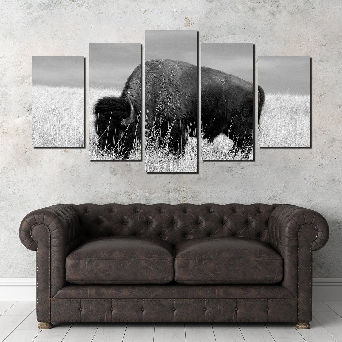 Lone Buffalo Grayscale Wall Art