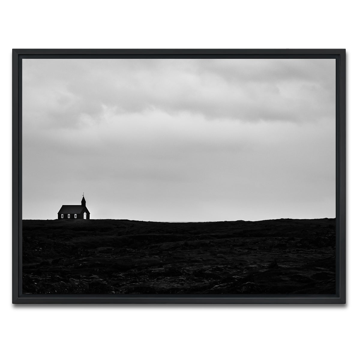 AUTO-MOCKUP WHITE | Lone Church | 1 Piece | Black Framed Canvas | group=4x3