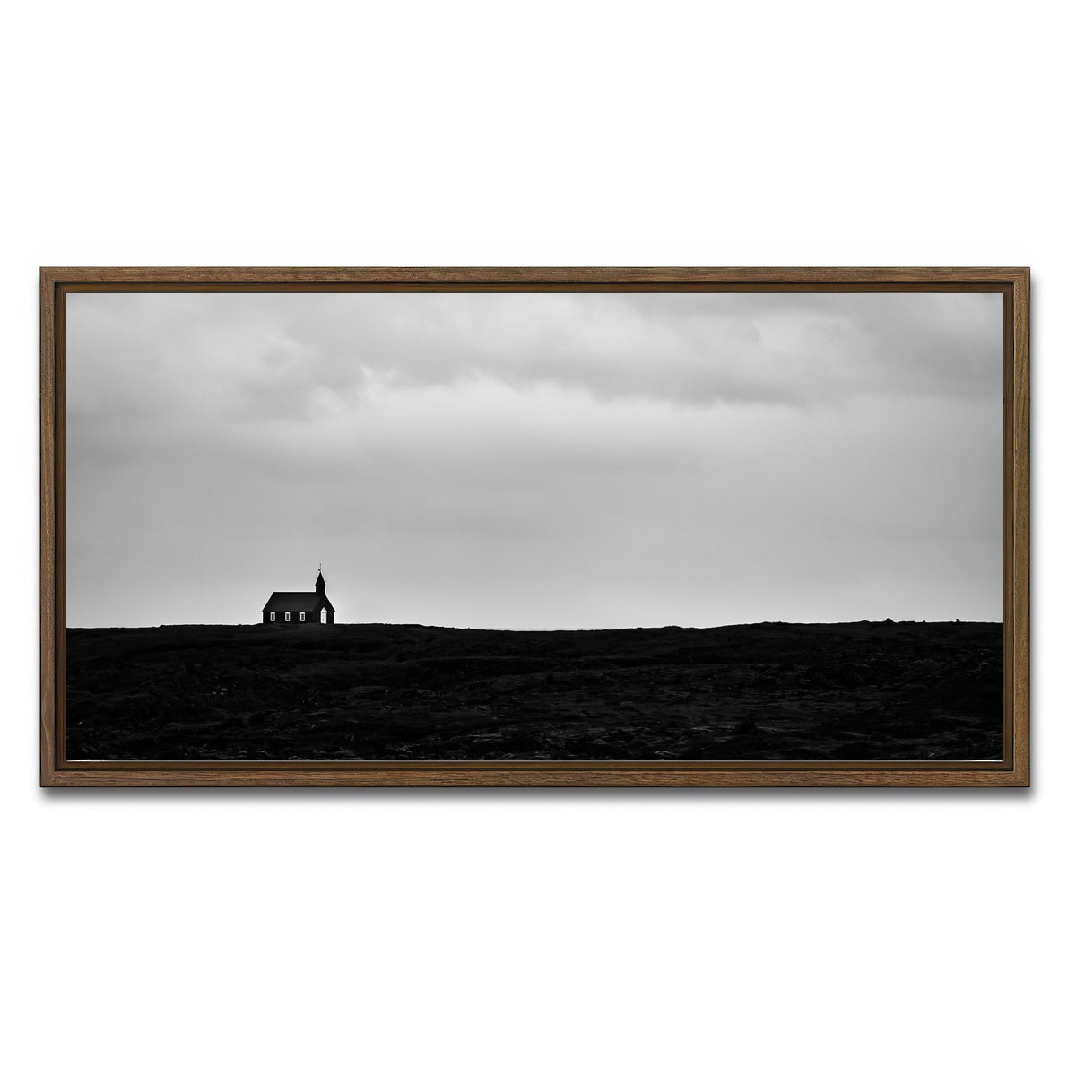 AUTO-MOCKUP WHITE | Lone Church | 1 Piece | Walnut Framed Canvas | group=2x1