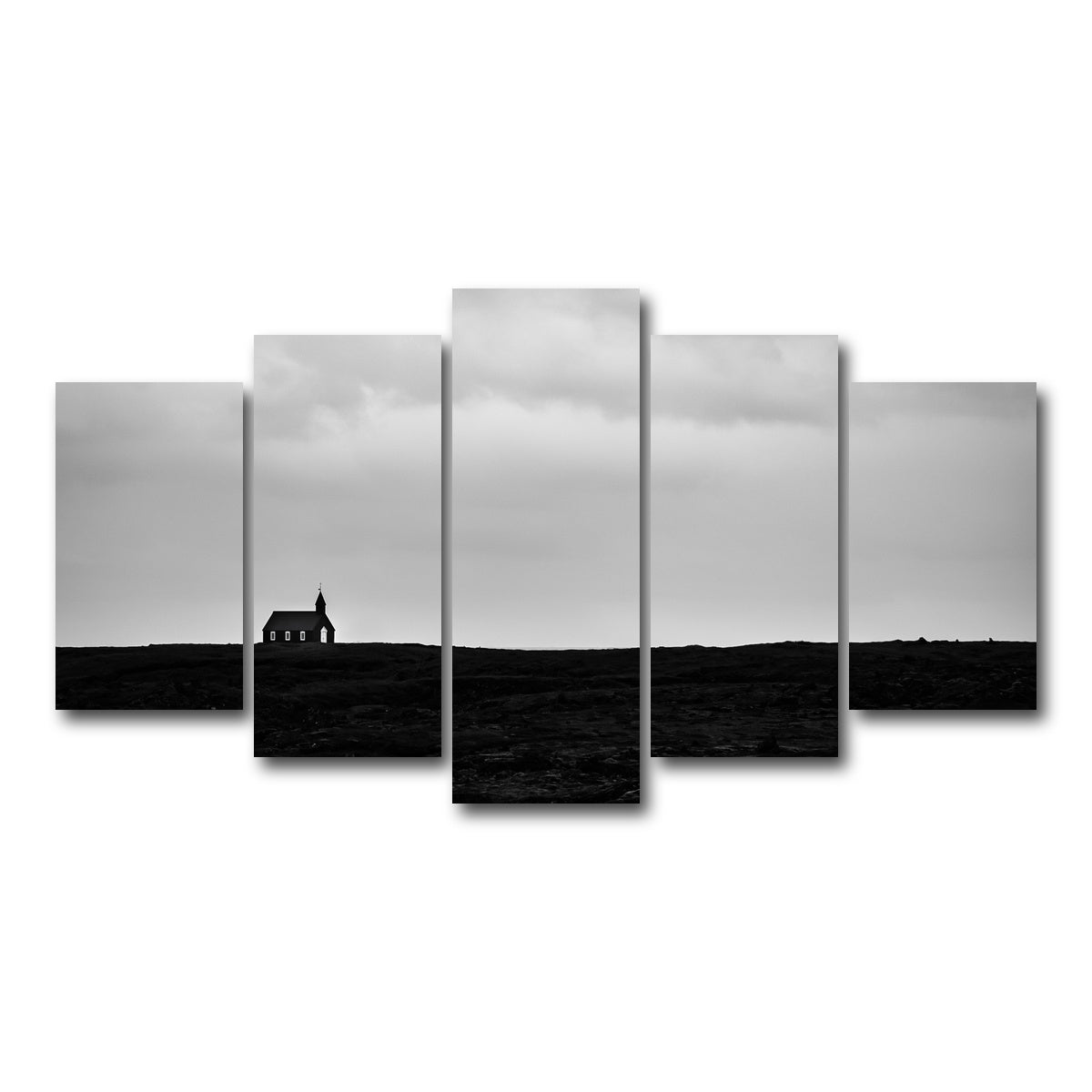 AUTO-MOCKUP WHITE | Lone Church | 5 Piece | Gallery Wrap Canvas | group=5_normal