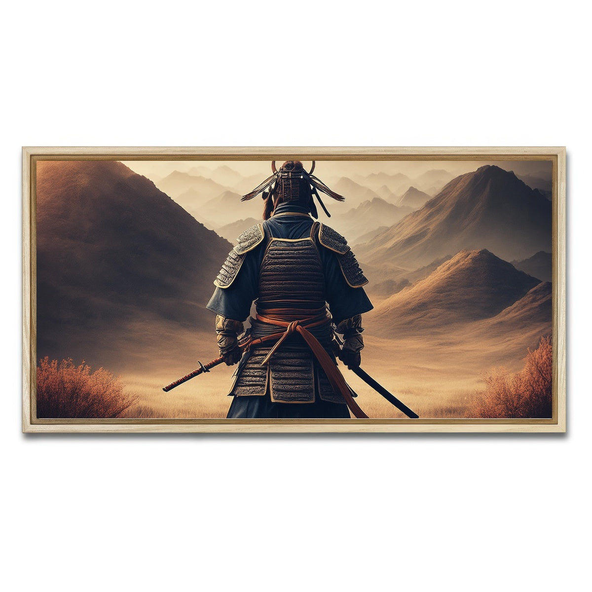 AUTO-MOCKUP WHITE | Lone Samurai Warrior | 1 Piece | Natural Framed Canvas | group=2x1