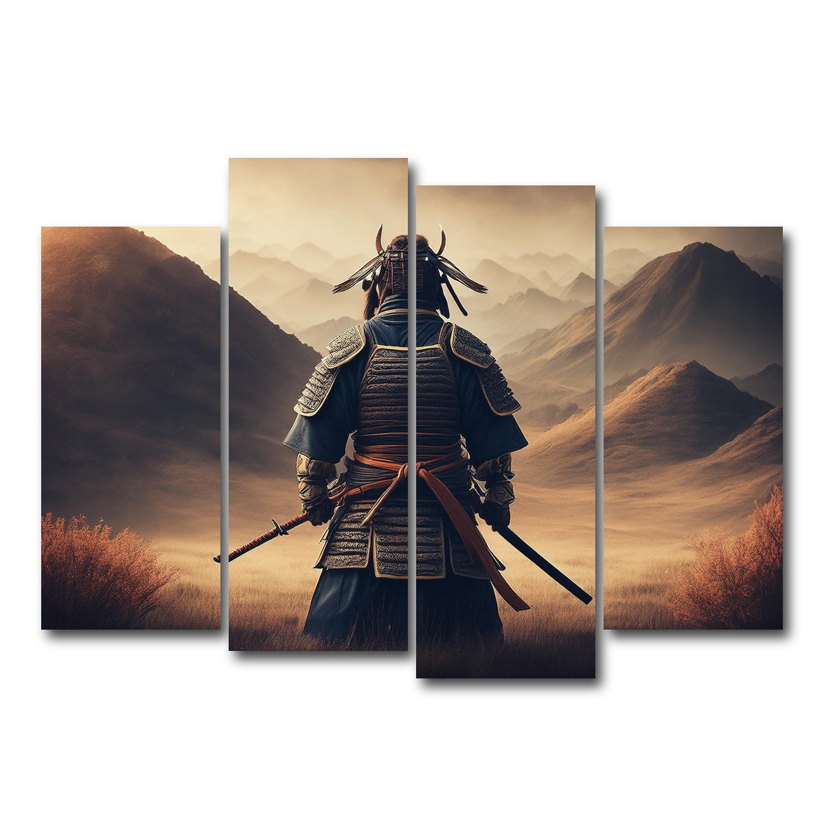 AUTO-MOCKUP WHITE | Lone Samurai Warrior | 4 Piece | Gallery Wrap Canvas | group=4_normal