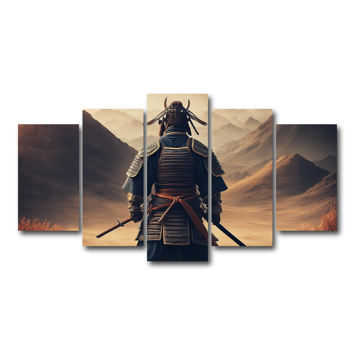 AUTO-MOCKUP WHITE | Lone Samurai Warrior | 5 Piece | Gallery Wrap Canvas | group=5_normal