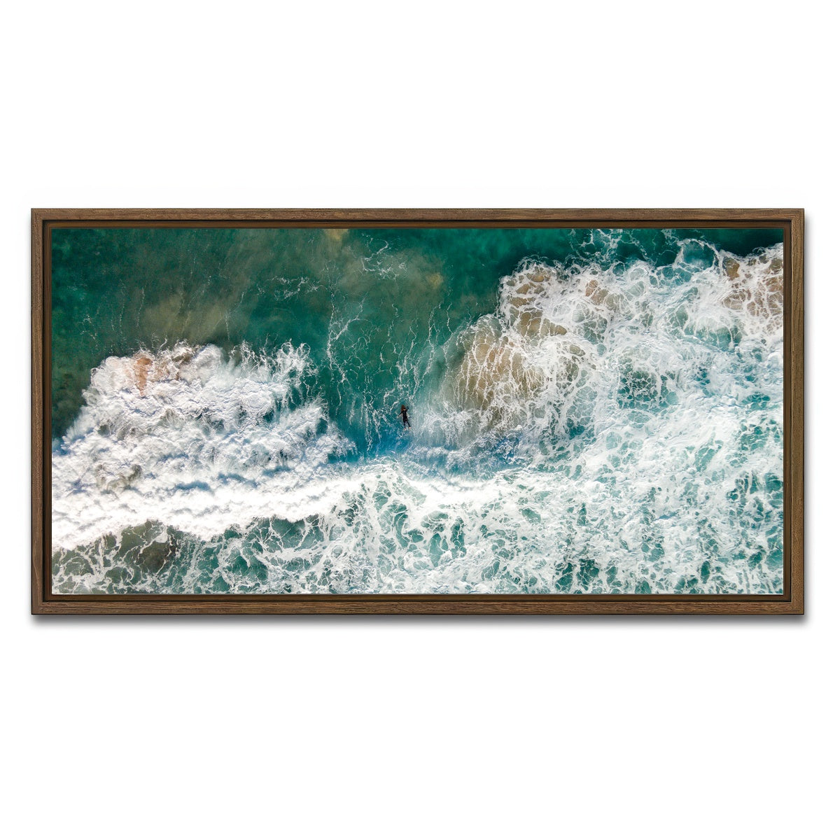 AUTO-MOCKUP WHITE | Lone Surfer | 1 Piece | Walnut Framed Canvas | group=2x1