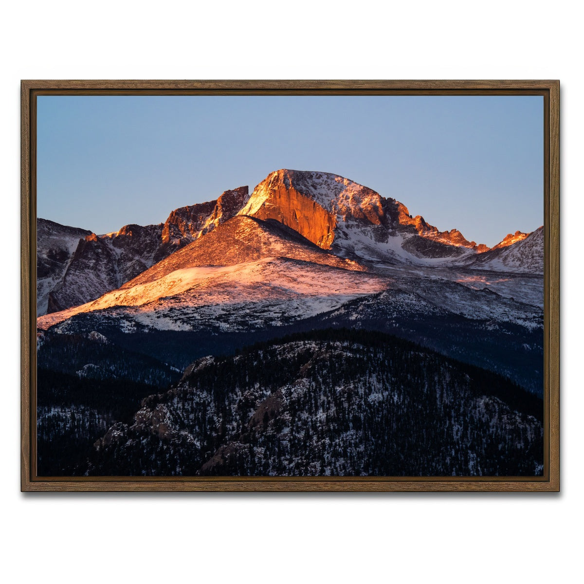 AUTO-MOCKUP WHITE | Longs Peak at sunrise | 1 Piece | Walnut Framed Canvas | group=4x3