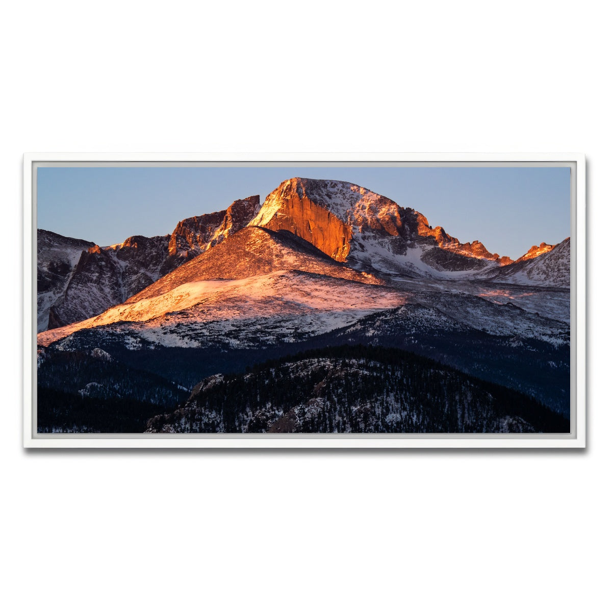 AUTO-MOCKUP WHITE | Longs Peak at sunrise | 1 Piece | White Framed Canvas | group=2x1