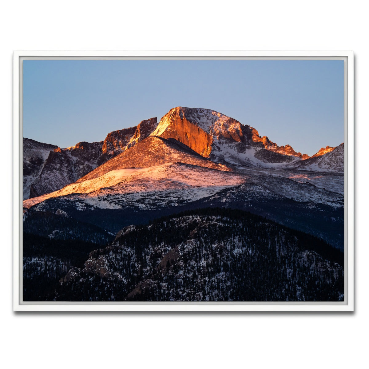 AUTO-MOCKUP WHITE | Longs Peak at sunrise | 1 Piece | White Framed Canvas | group=4x3