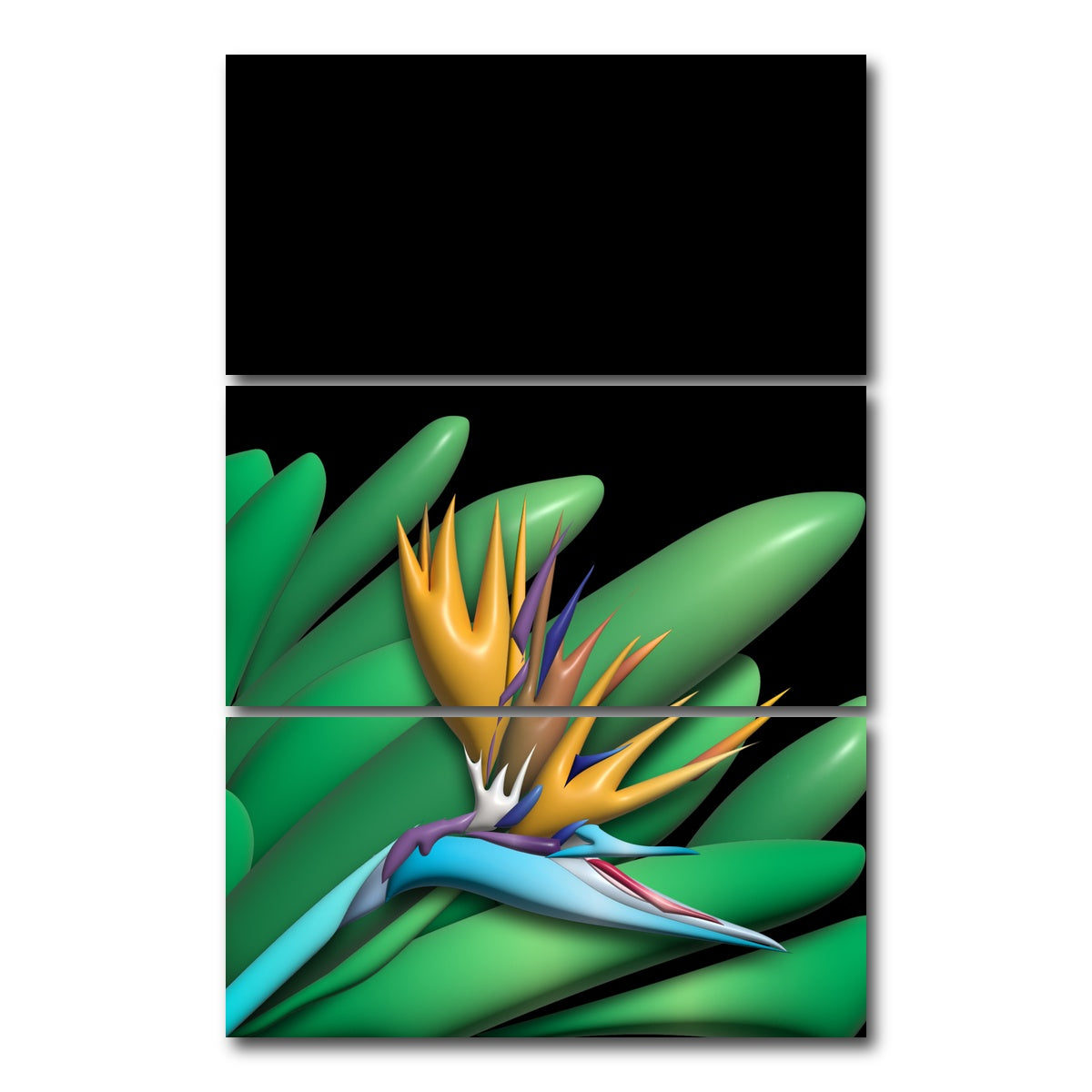 AUTO-MOCKUP WHITE | Lotus Blossom | 3 Piece | Gallery Wrap Canvas | group=12x24_stacked