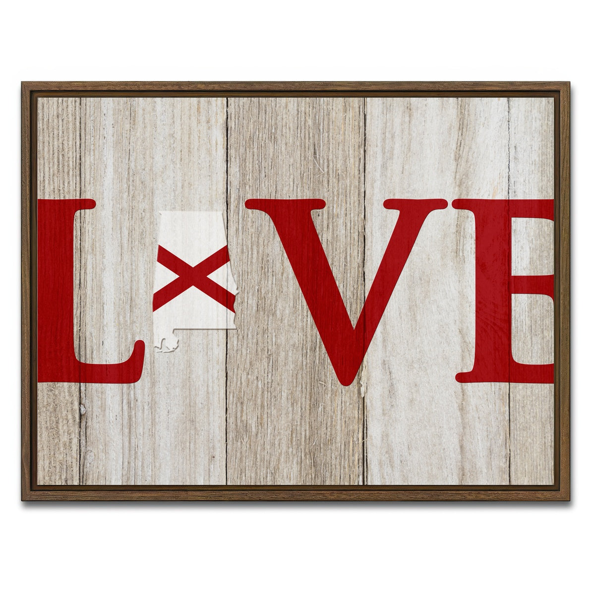 AUTO-MOCKUP WHITE | Love Alabama | 1 Piece | Walnut Framed Canvas | group=4x3