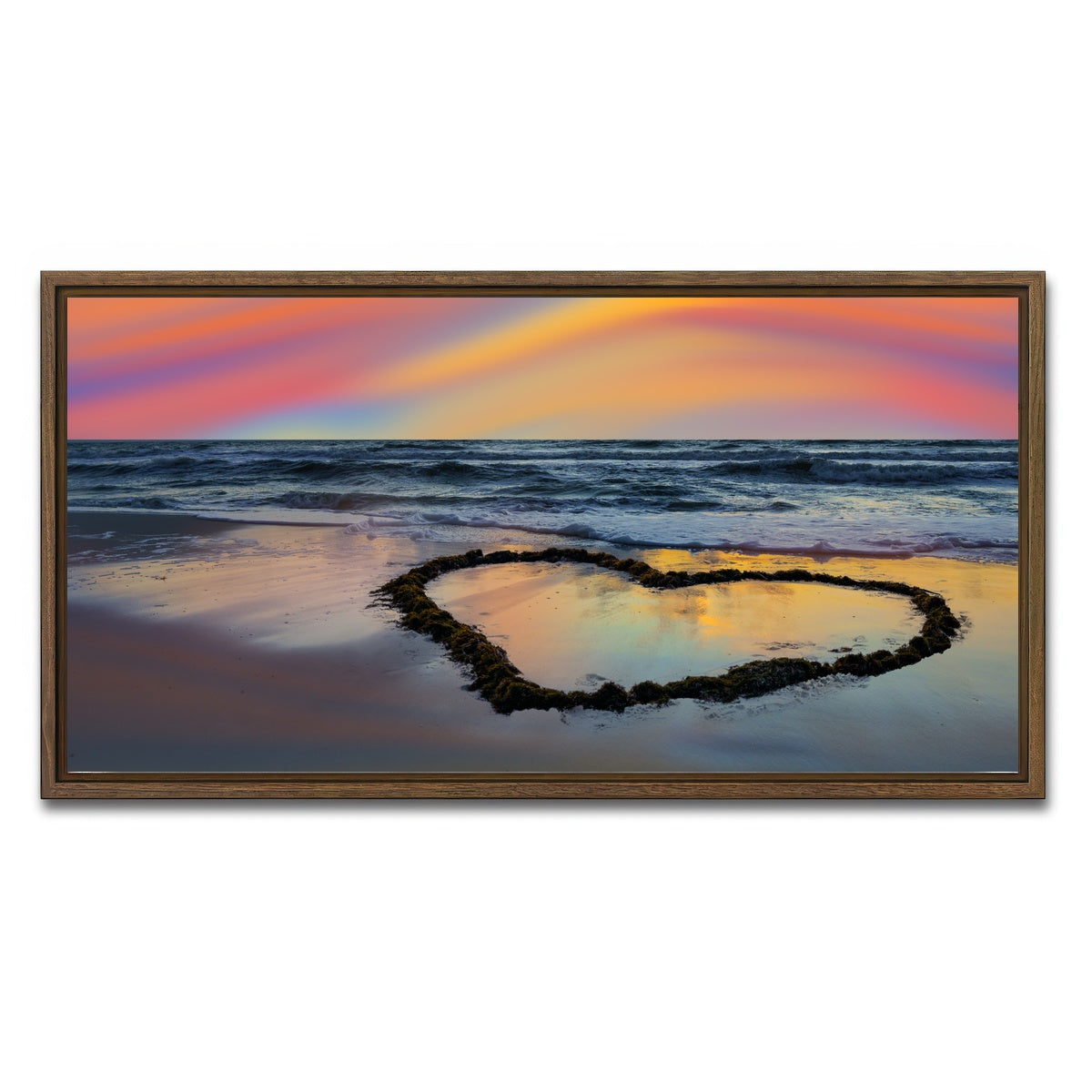 AUTO-MOCKUP WHITE | Love Beach | 1 Piece | Walnut Framed Canvas | group=2x1