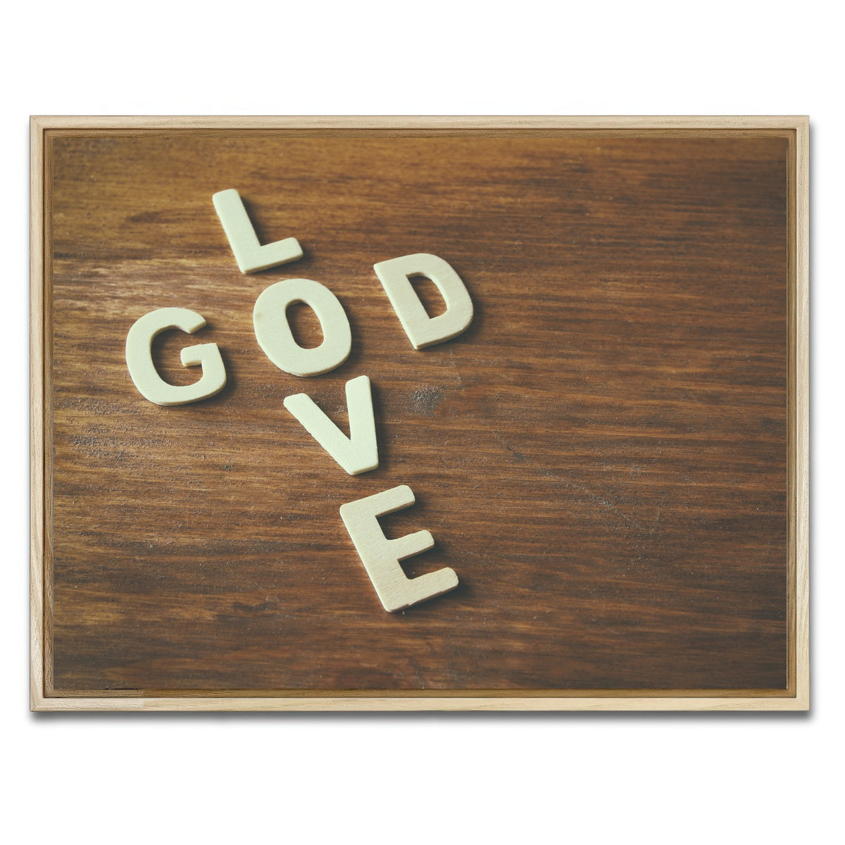 AUTO-MOCKUP WHITE | Love God | 1 Piece | Natural Framed Canvas | group=4x3
