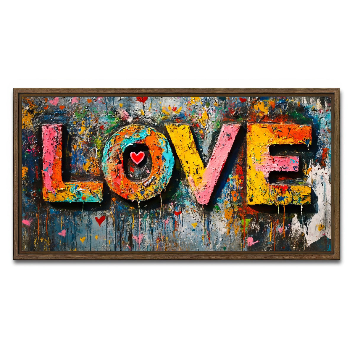 AUTO-MOCKUP WHITE | Love Graffiti | 1 Piece | Walnut Framed Canvas | group=2x1