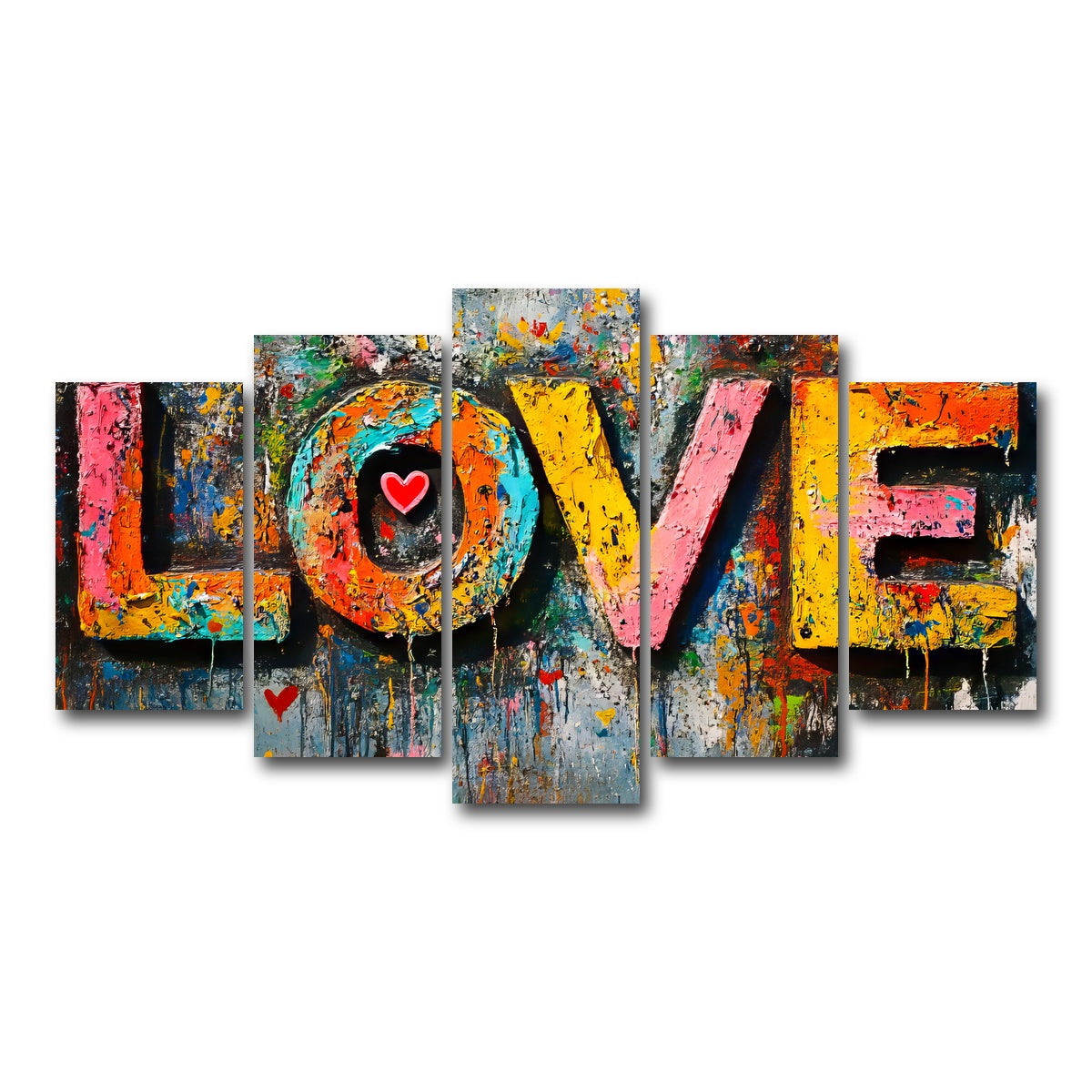 AUTO-MOCKUP WHITE | Love Graffiti | 5 Piece | Gallery Wrap Canvas | group=5_normal