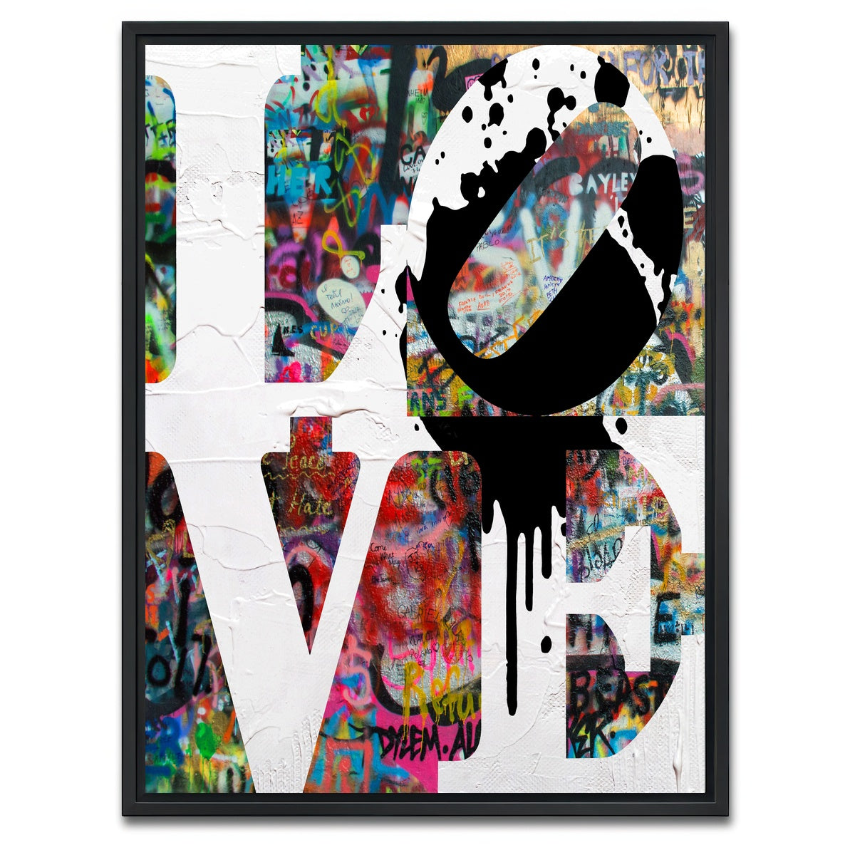 AUTO-MOCKUP WHITE | Love Heavy Graffiti | 1 Piece | Black Framed Canvas | group=3x4