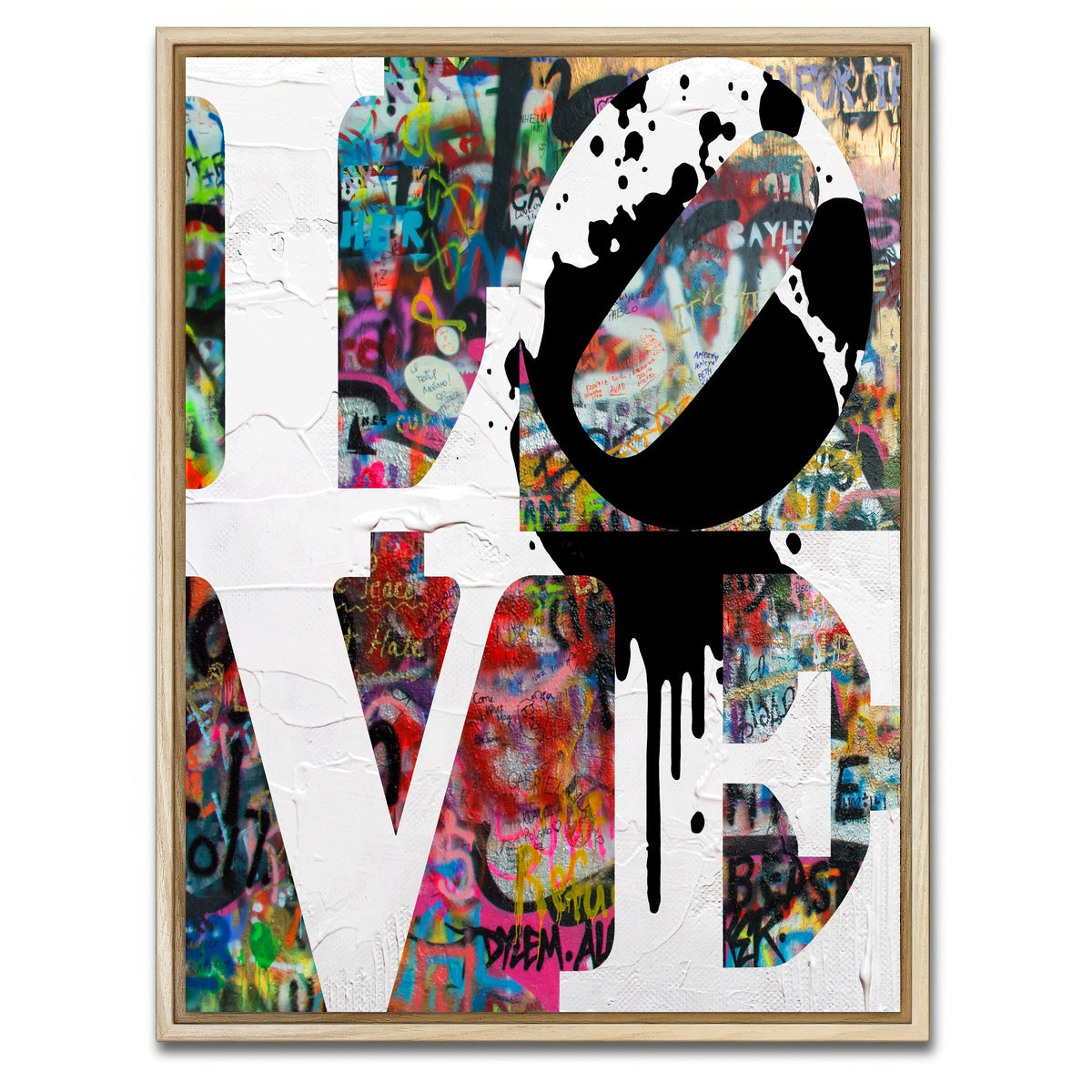 AUTO-MOCKUP WHITE | Love Heavy Graffiti | 1 Piece | Natural Framed Canvas | group=3x4