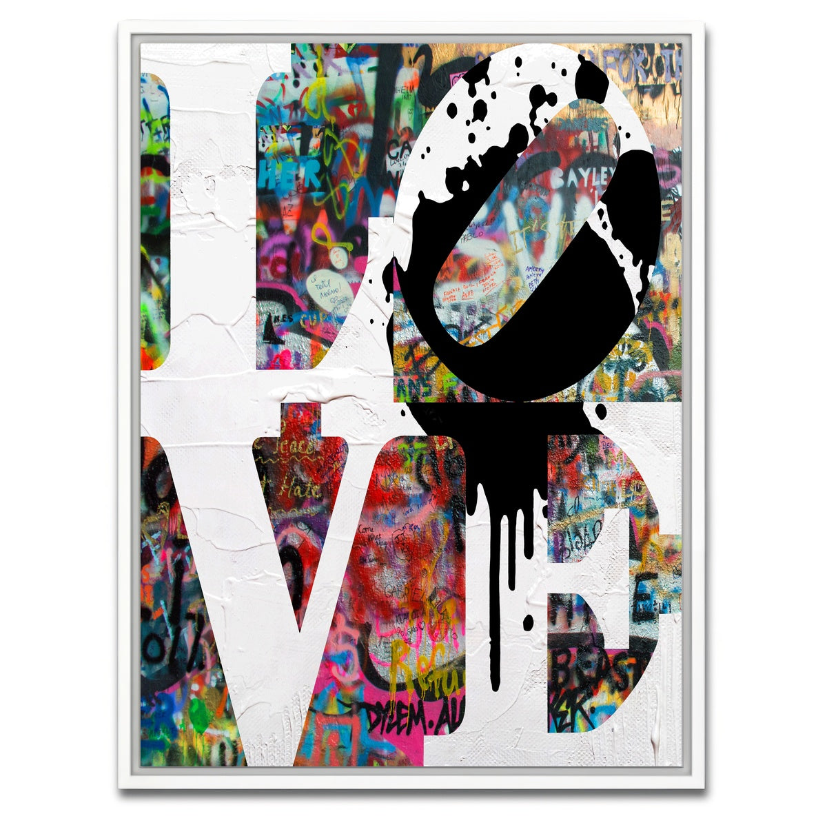 AUTO-MOCKUP WHITE | Love Heavy Graffiti | 1 Piece | White Framed Canvas | group=3x4