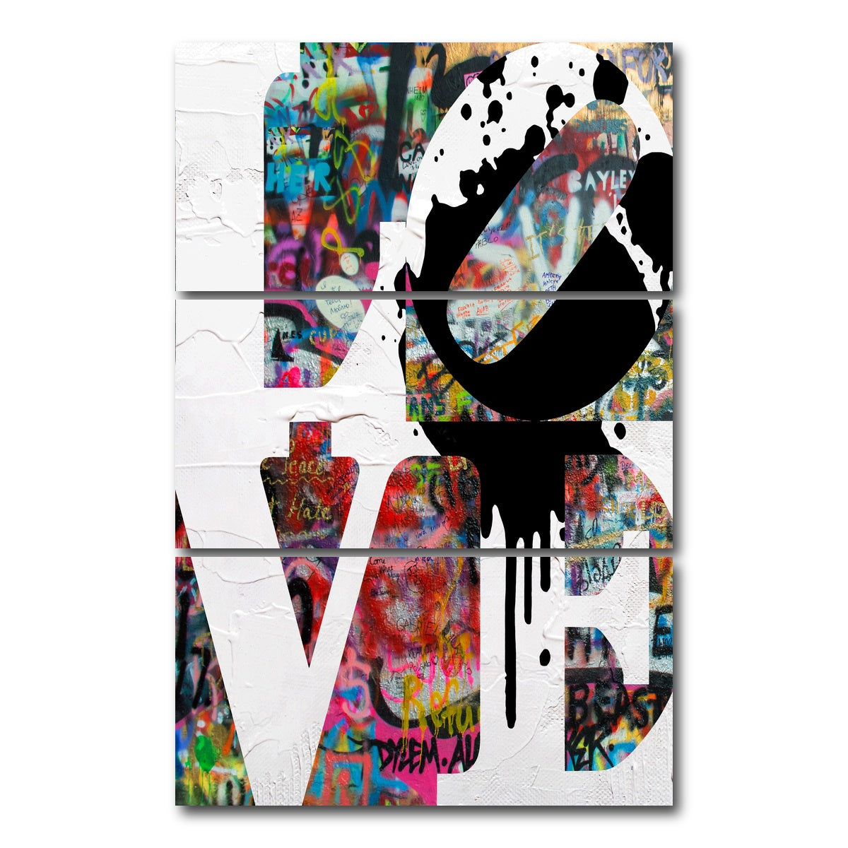 AUTO-MOCKUP WHITE | Love Heavy Graffiti | 3 Piece | Gallery Wrap Canvas | group=12x24_stacked