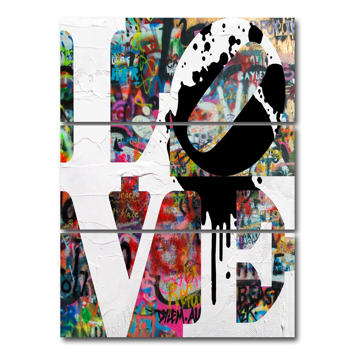AUTO-MOCKUP WHITE | Love Heavy Graffiti | 3 Piece | Gallery Wrap Canvas | group=8x18_stacked