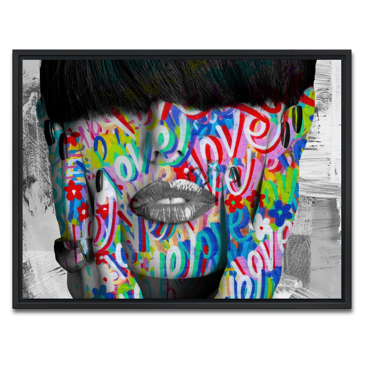 AUTO-MOCKUP WHITE | Love Love Love | 1 Piece | Black Framed Canvas | group=4x3