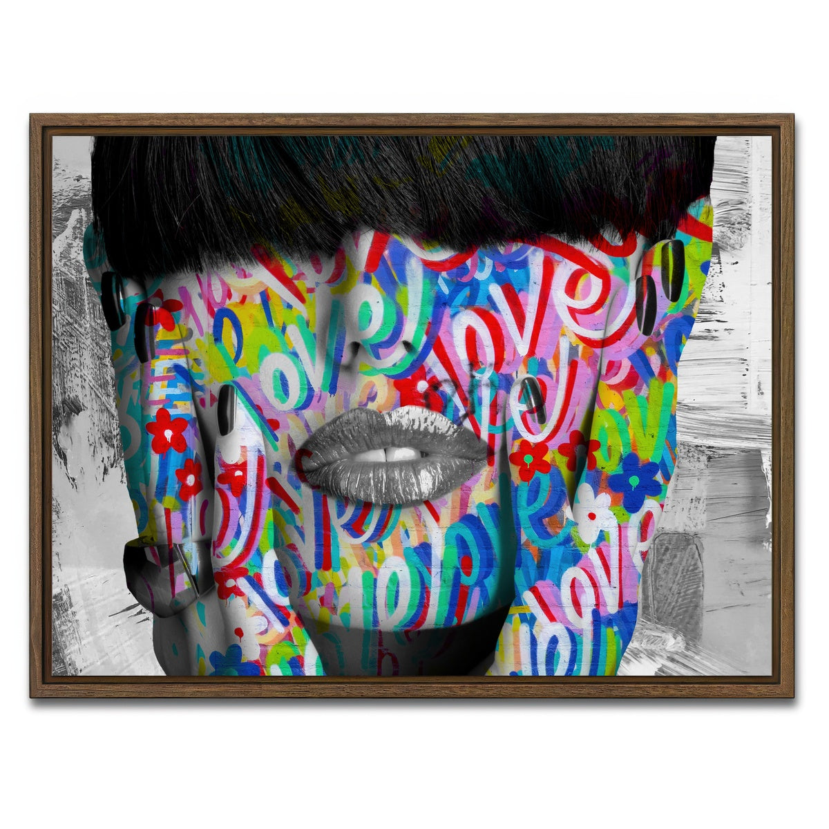 AUTO-MOCKUP WHITE | Love Love Love | 1 Piece | Walnut Framed Canvas | group=4x3