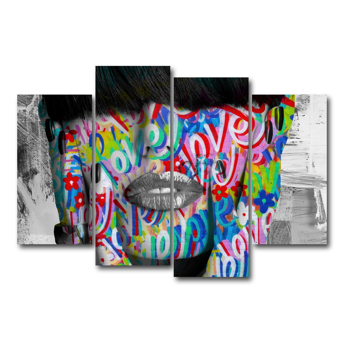 AUTO-MOCKUP WHITE | Love Love Love | 4 Piece | Gallery Wrap Canvas | group=4_short