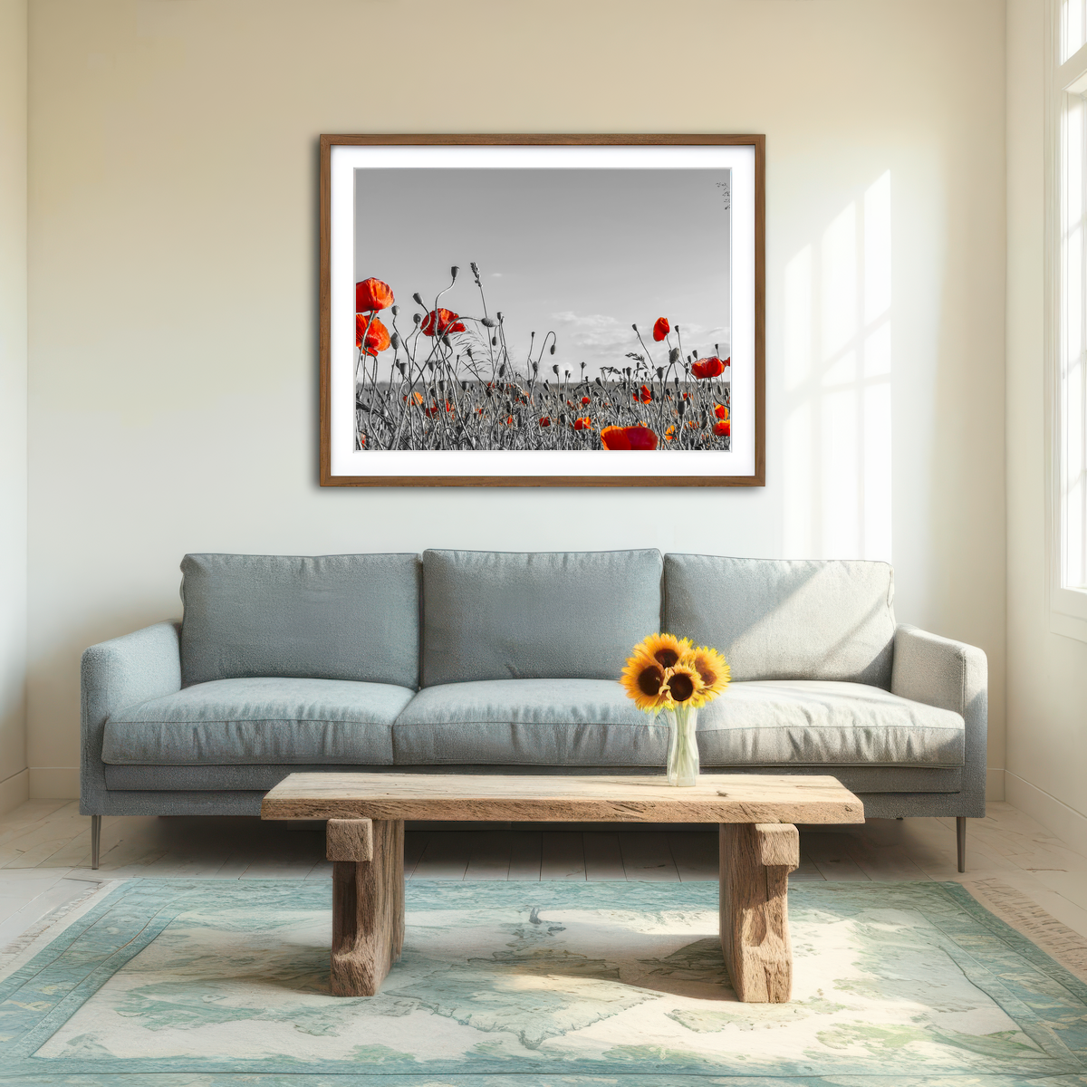 AUTO-MOCKUP ROOM | Lovely Poppy Field Wall Art