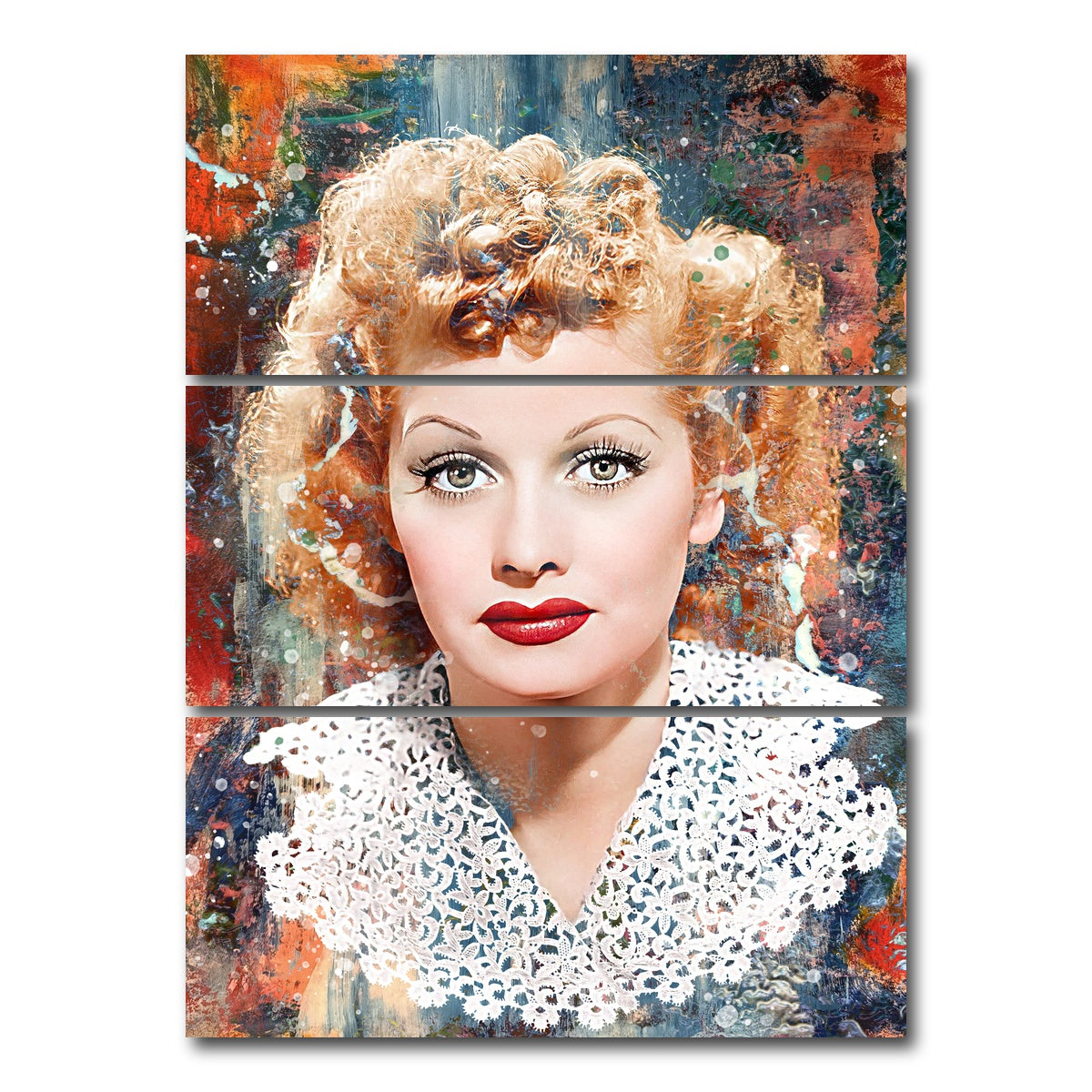 AUTO-MOCKUP WHITE | Lucille Ball | 3 Piece | Gallery Wrap Canvas | group=8x18_stacked