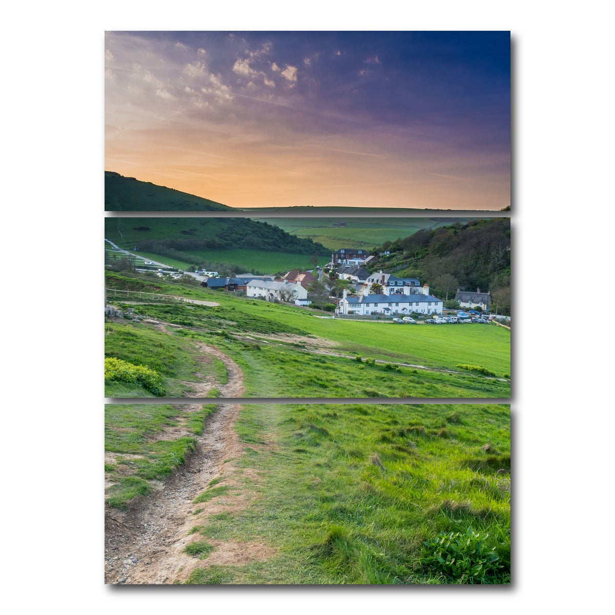 AUTO-MOCKUP WHITE | Lulworth Cove | 3 Piece | Gallery Wrap Canvas | group=8x18_stacked