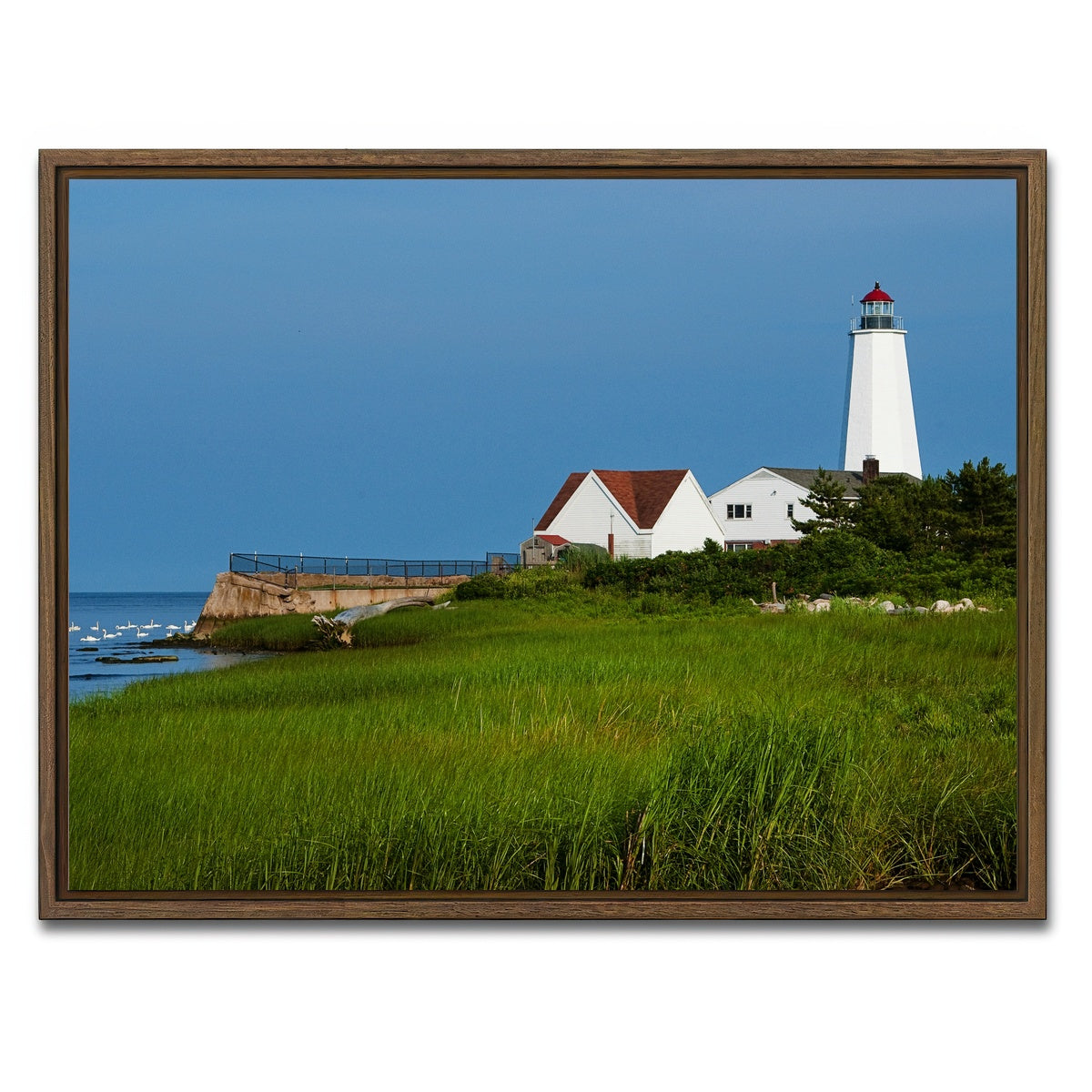 AUTO-MOCKUP WHITE | Lynde Point Lighthouse | 1 Piece | Walnut Framed Canvas | group=4x3