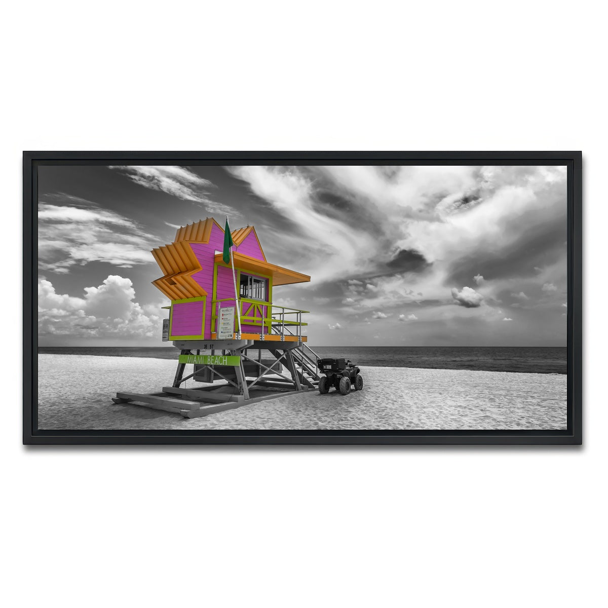 AUTO-MOCKUP WHITE | MIAMI BEACH Florida Flair | 1 Piece | Black Framed Canvas | group=2x1
