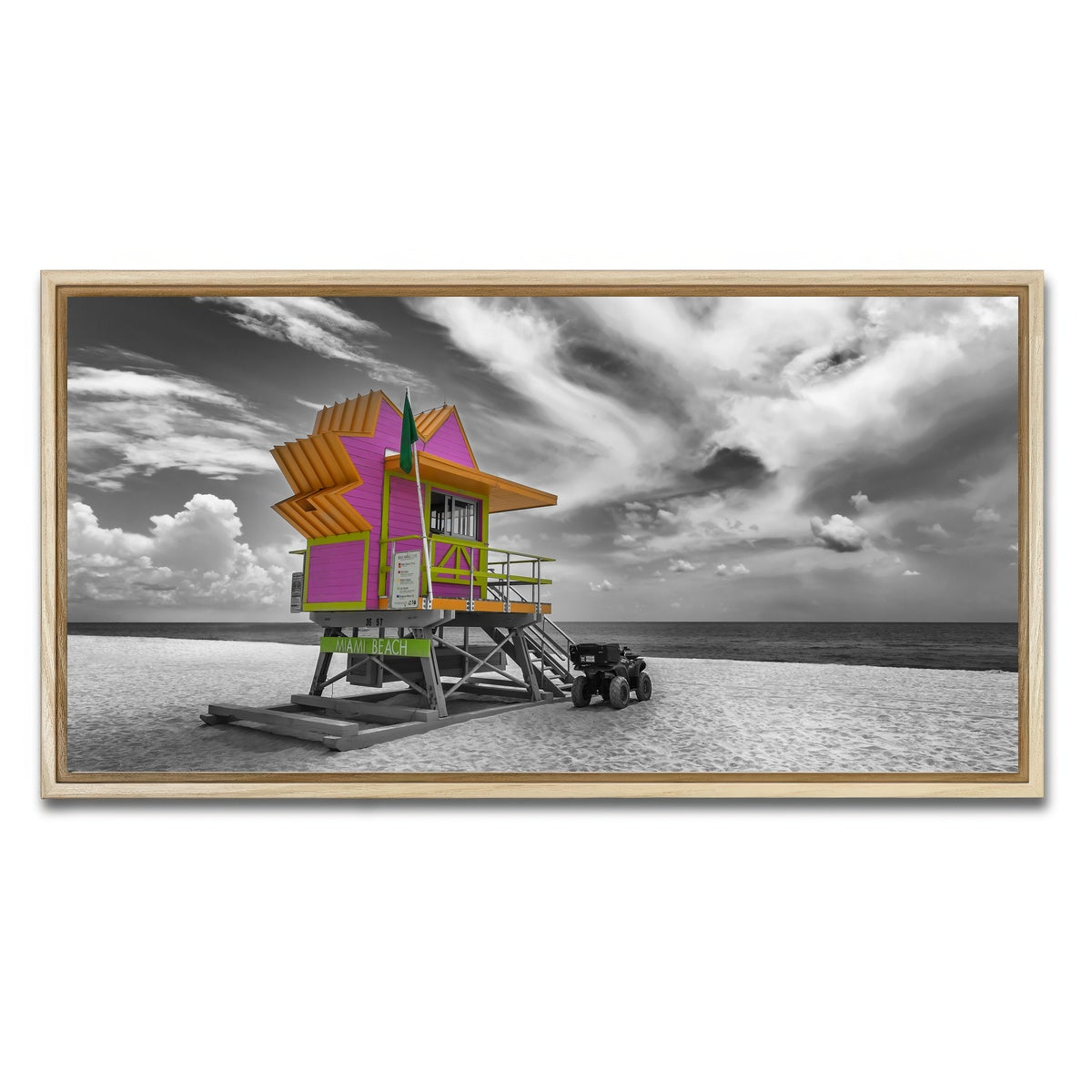 AUTO-MOCKUP WHITE | MIAMI BEACH Florida Flair | 1 Piece | Natural Framed Canvas | group=2x1
