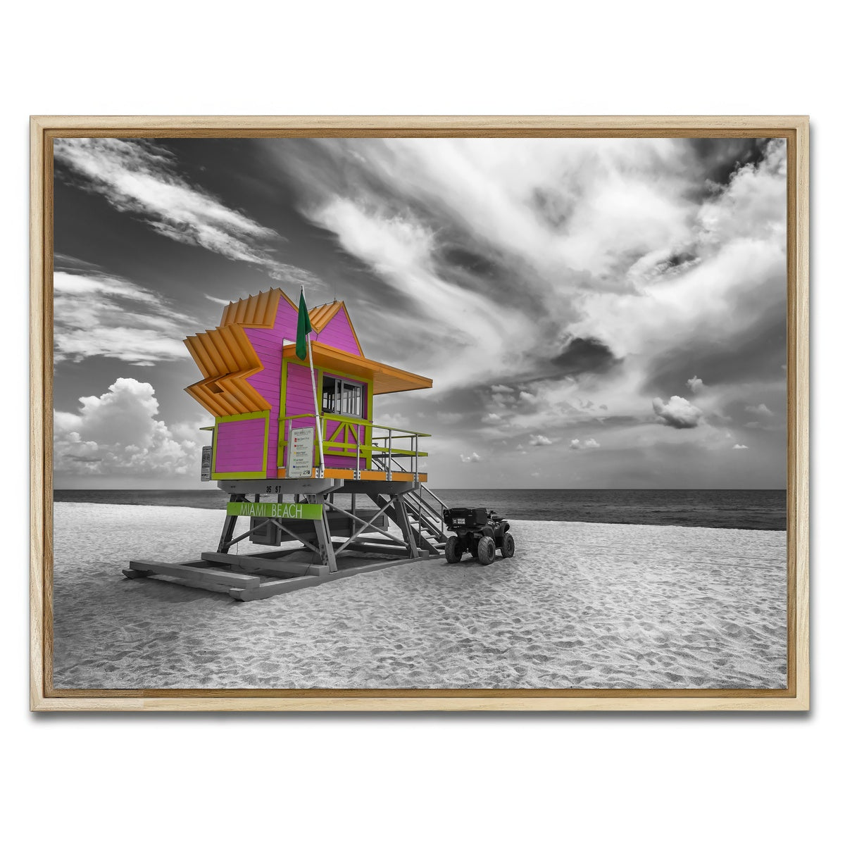 AUTO-MOCKUP WHITE | MIAMI BEACH Florida Flair | 1 Piece | Natural Framed Canvas | group=4x3