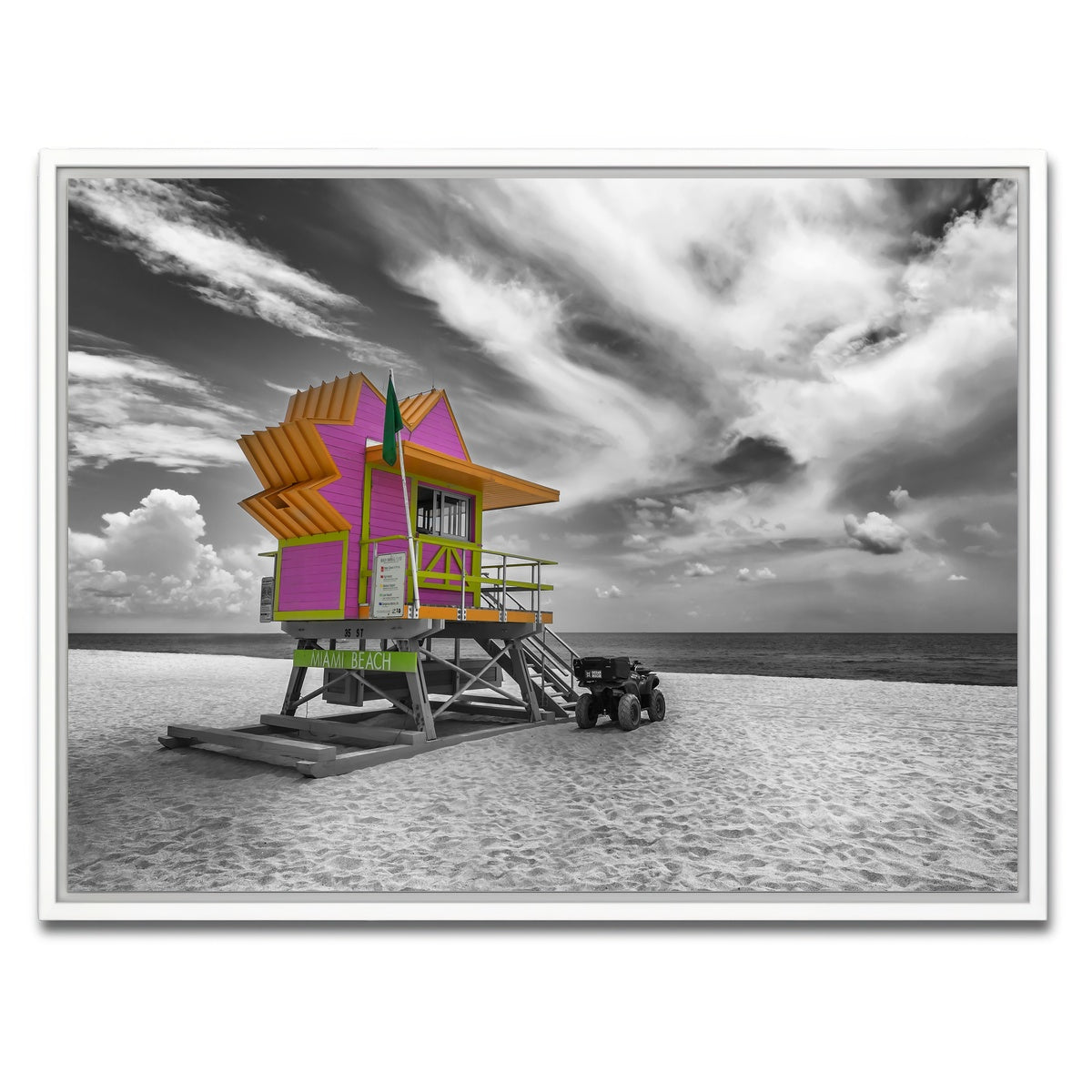 AUTO-MOCKUP WHITE | MIAMI BEACH Florida Flair | 1 Piece | White Framed Canvas | group=4x3