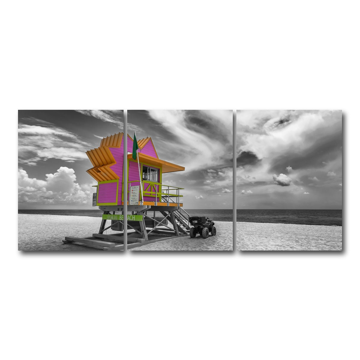 AUTO-MOCKUP WHITE | MIAMI BEACH Florida Flair | 3 Piece | Gallery Wrap Canvas | group=18x24