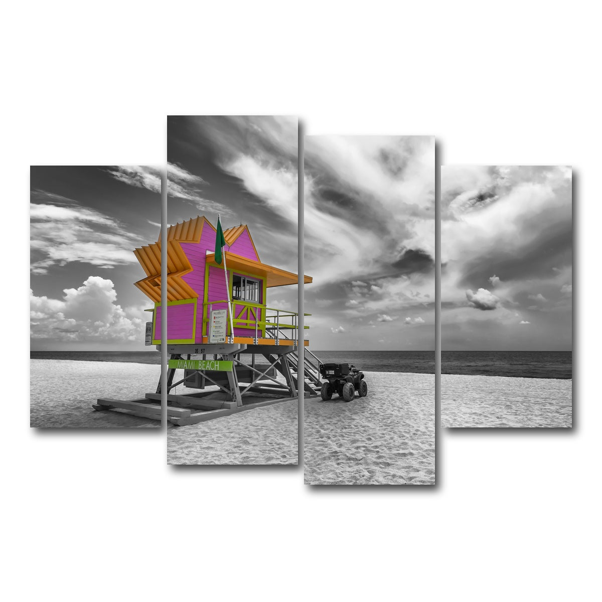 AUTO-MOCKUP WHITE | MIAMI BEACH Florida Flair | 4 Piece | Gallery Wrap Canvas | group=4_short
