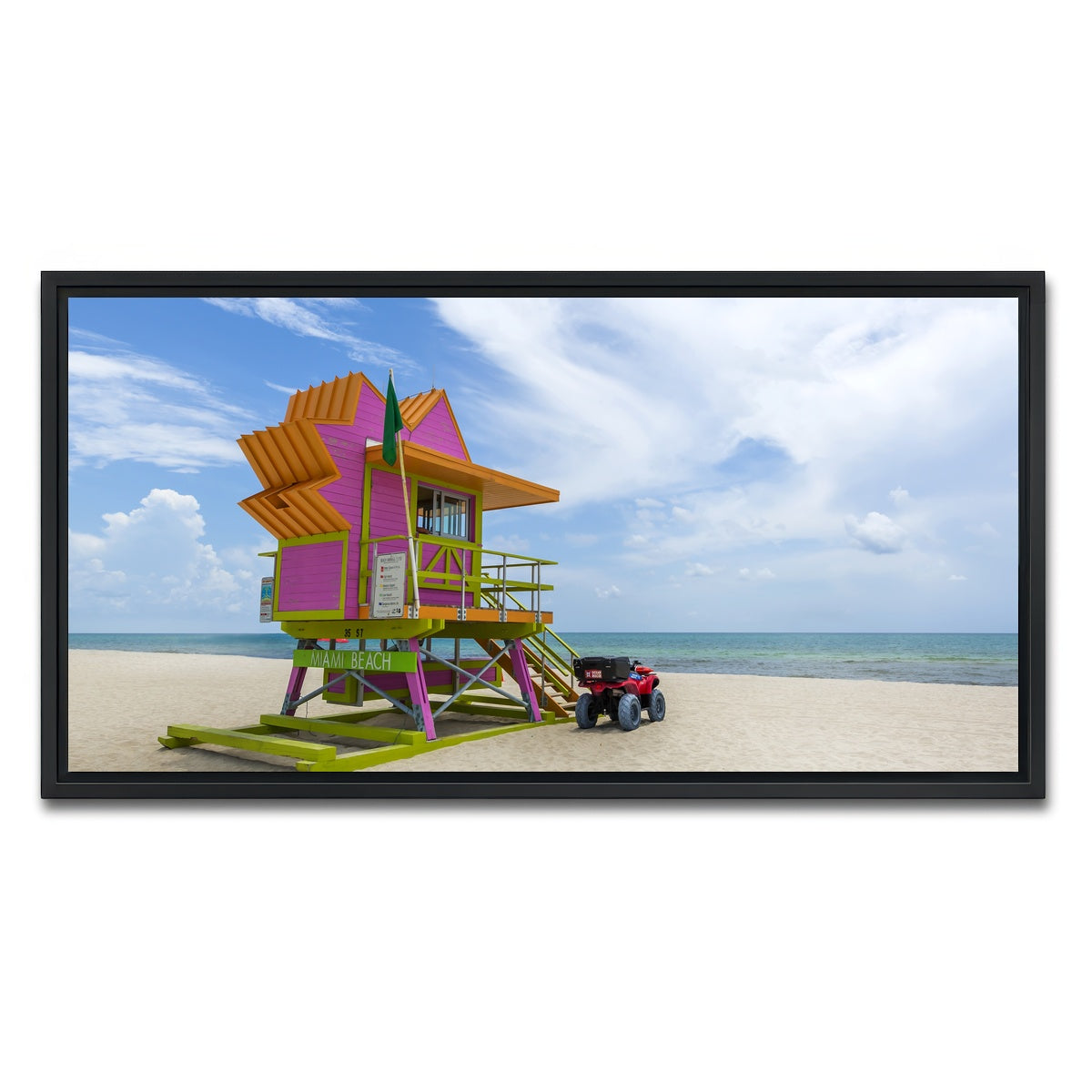 AUTO-MOCKUP WHITE | MIAMI BEACH Summer Feeling | 1 Piece | Black Framed Canvas | group=2x1
