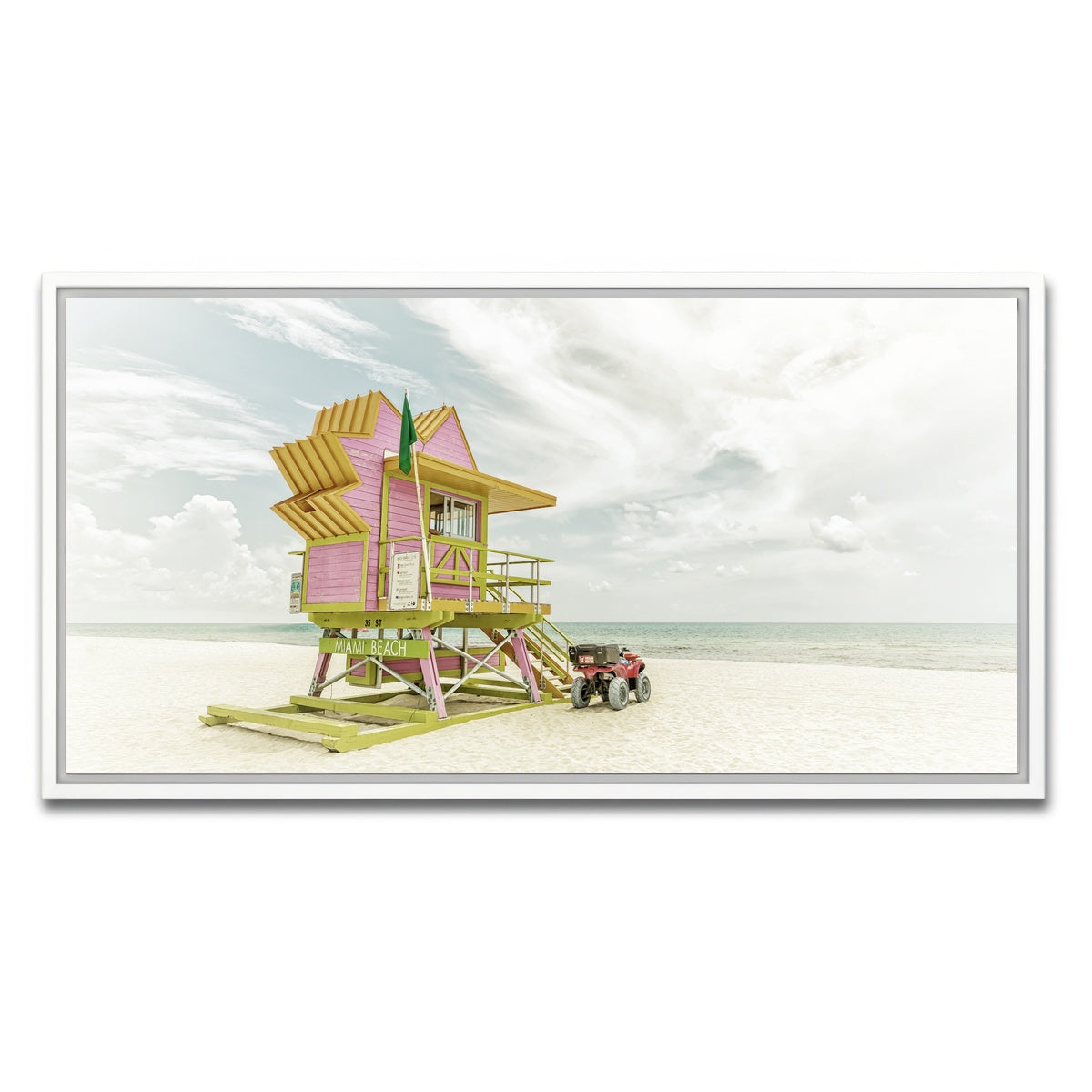 AUTO-MOCKUP WHITE | MIAMI BEACH Vintage Florida Flair | 1 Piece | White Framed Canvas | group=2x1