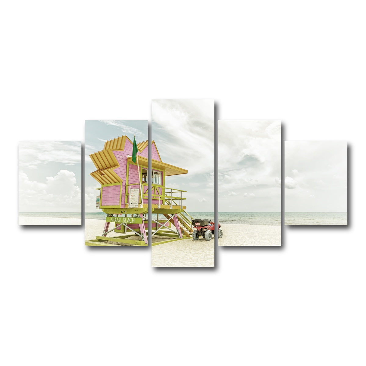 AUTO-MOCKUP WHITE | MIAMI BEACH Vintage Florida Flair | 5 Piece | Gallery Wrap Canvas | group=5_short