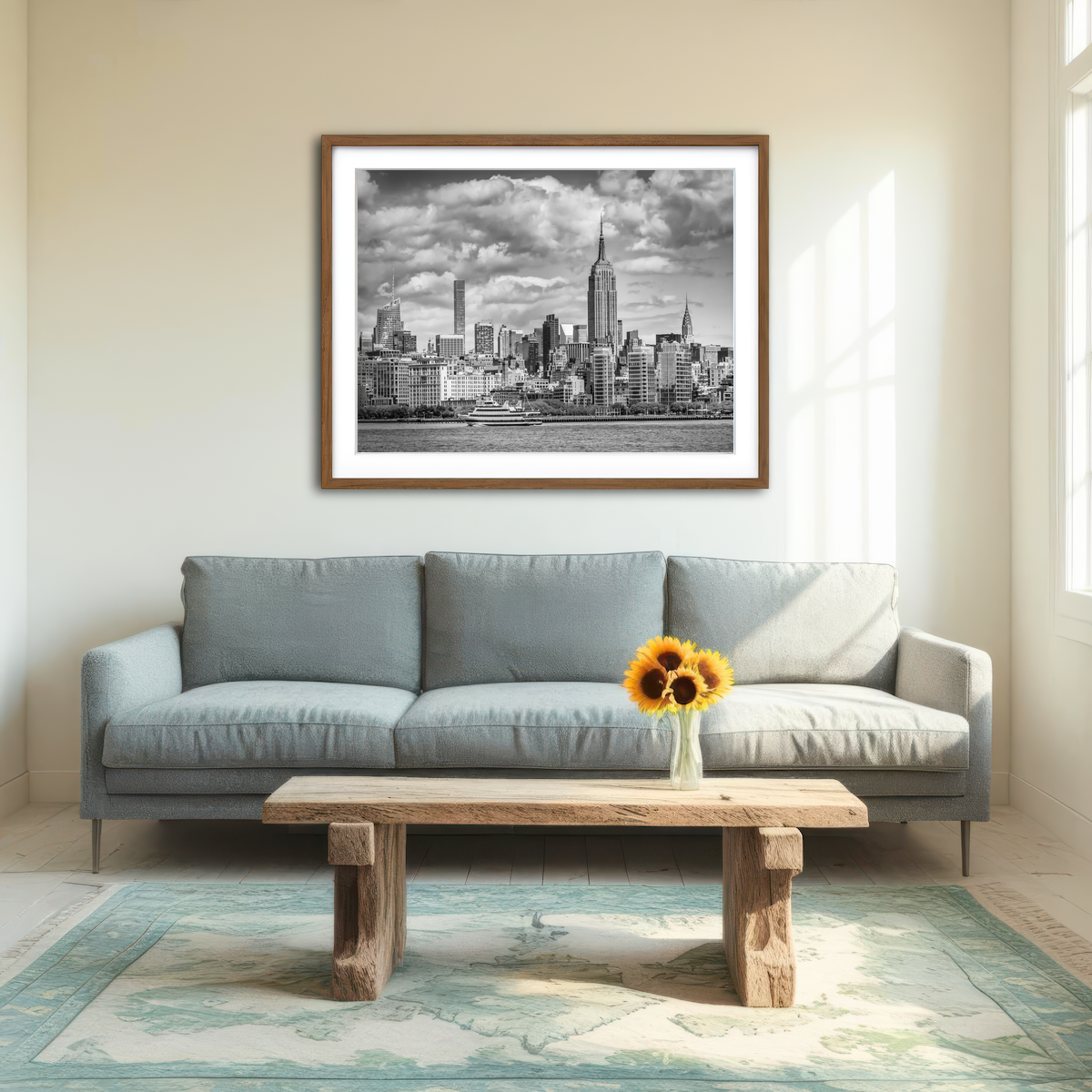 AUTO-MOCKUP ROOM | MIDTOWN MANHATTAN Monochrome Wall Art