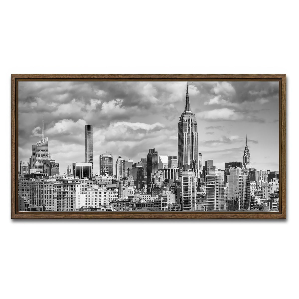 AUTO-MOCKUP WHITE | MIDTOWN MANHATTAN Monochrome | 1 Piece | Walnut Framed Canvas | group=2x1