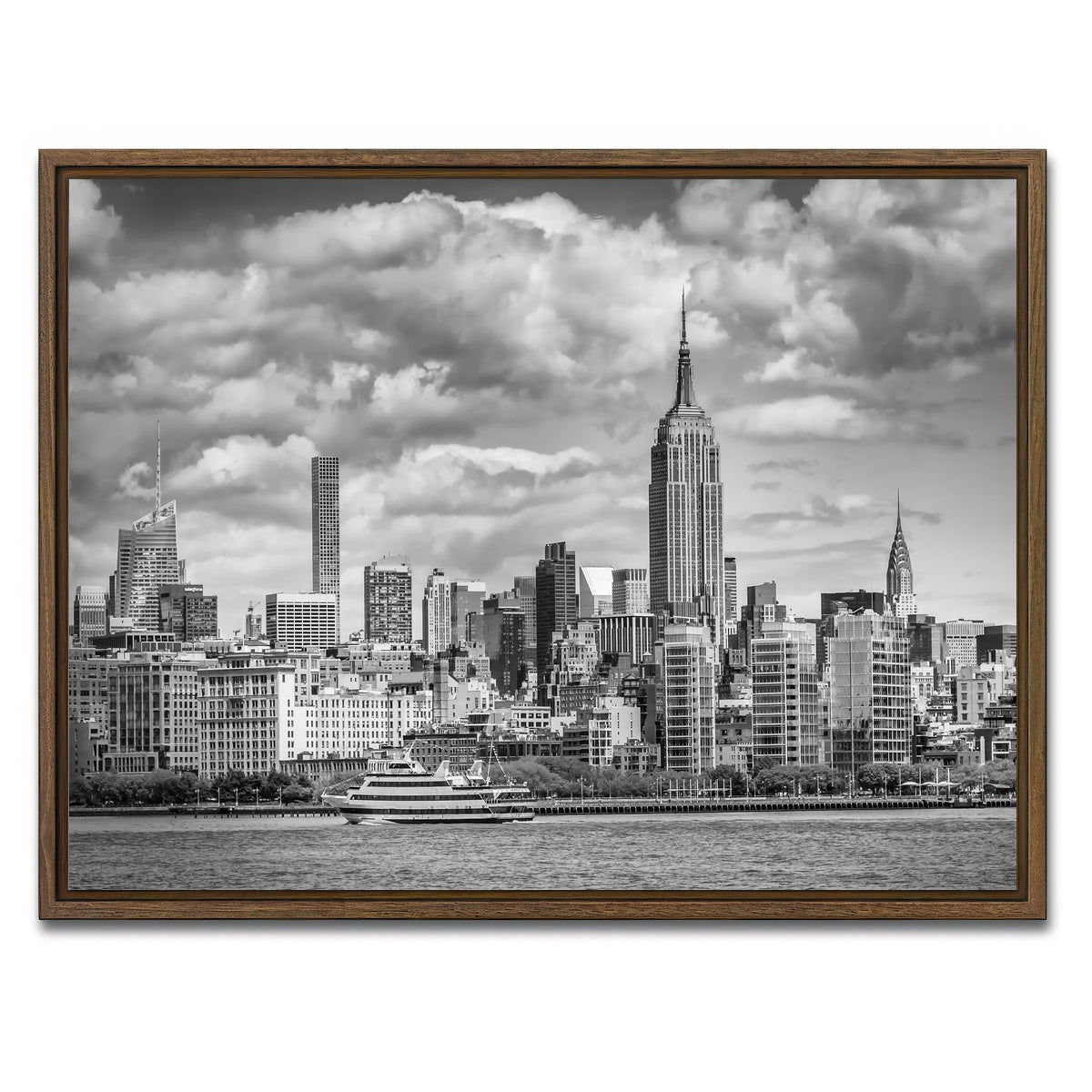 AUTO-MOCKUP WHITE | MIDTOWN MANHATTAN Monochrome | 1 Piece | Walnut Framed Canvas | group=4x3