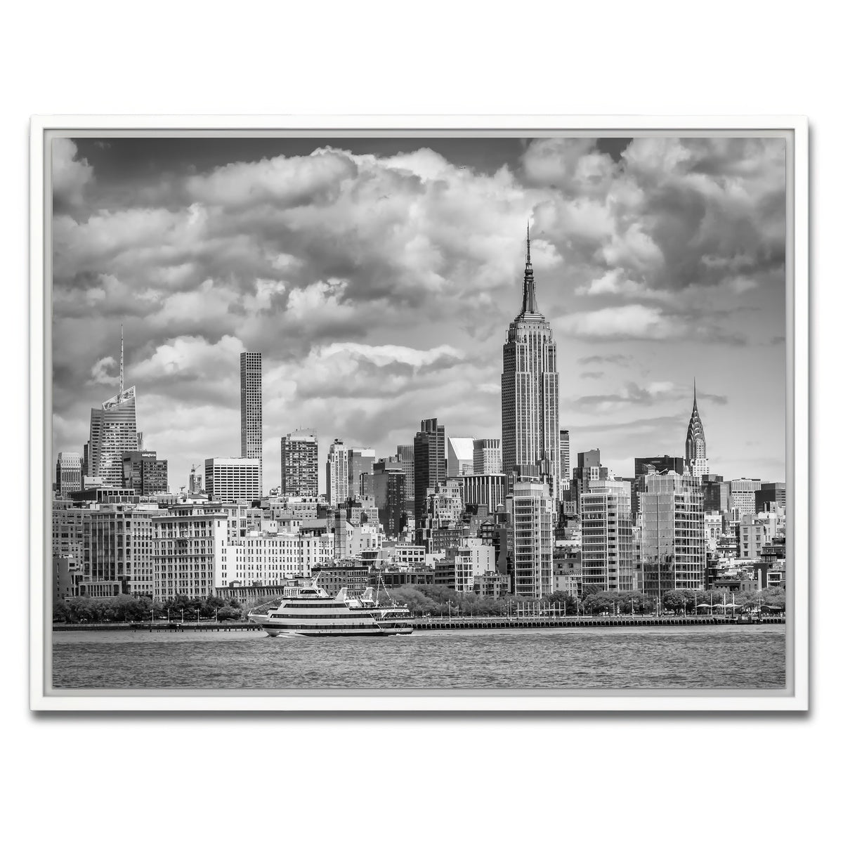 AUTO-MOCKUP WHITE | MIDTOWN MANHATTAN Monochrome | 1 Piece | White Framed Canvas | group=4x3